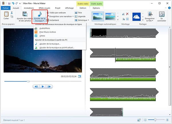 Mettre de la musique sur MP4 avec Movie Maker