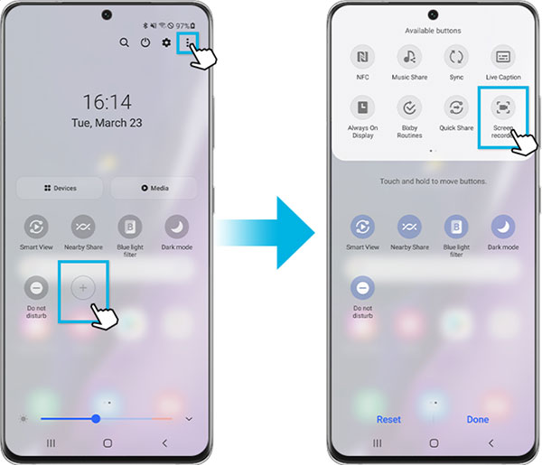 Ajouter l'outil de capture vidéo Samsung dans le panneau