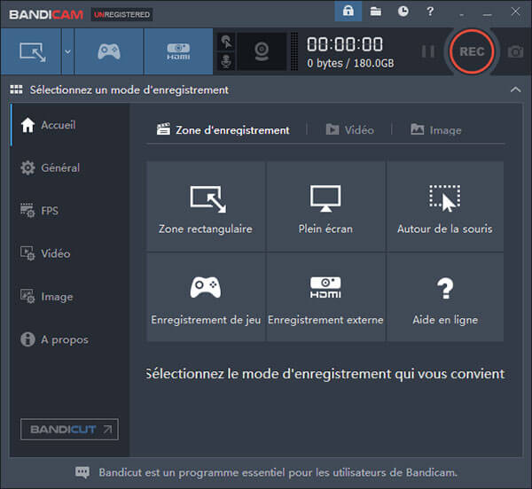 Interface de Bandicam