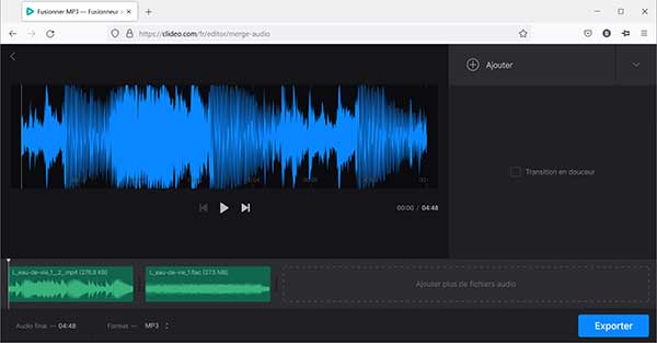 Fusionner les fichiers audios avec Clideo