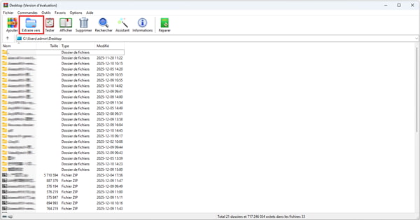Extraire sur WinRAR