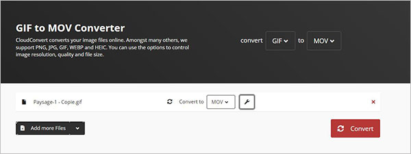 Convertir la vidéo sur CloudConvert