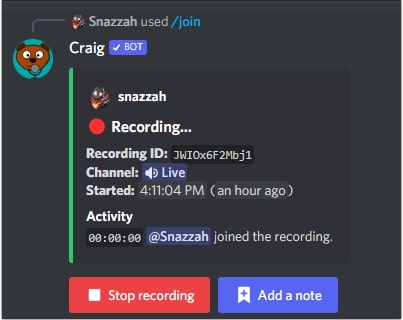 Démarrer l'enregistrement