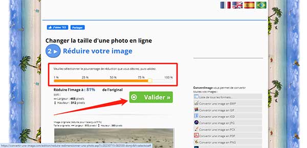 Réduire l'image sur Convertimage