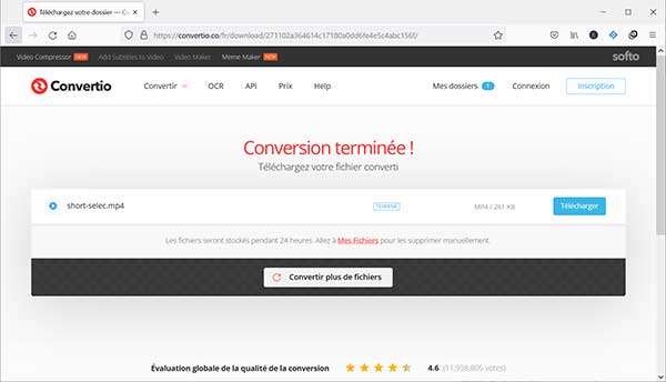 Convertio - Conversion terminée de GIF en MP4