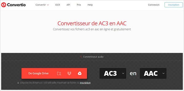 Convertir AC3 en AAC en ligne gratuitement avec Convertio