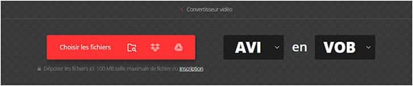 Convertir AVI en VOB en ligne avec Convertio