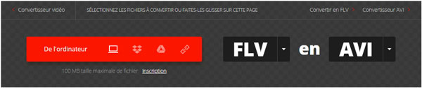 Convertir FLV en AVI avec Convertio
