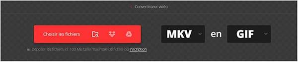 Convertir MKV en GIF en ligne avec Convertio