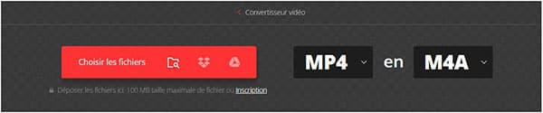 Convertir MP4 en M4A en ligne avec Convertio