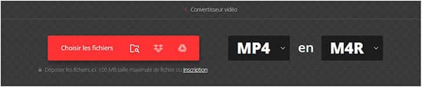 Convertir MP4 en M4R avec Convertio