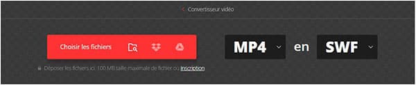 Convertir MP4 en SWF en ligne avec Convertio