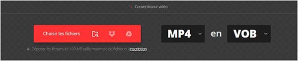 Convertir MP4 en VOB avec Convertio