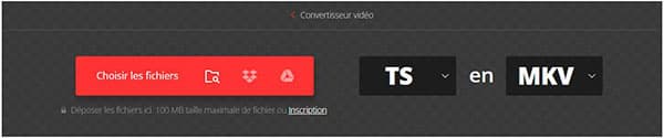 Convertir TS en MKV en ligne avec Convertio