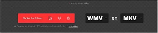 Convertir WMV en MKV en ligne avec Convertio