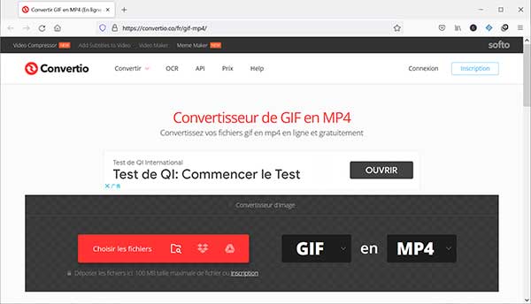 Convertio - Convertisseur GIF en MP4