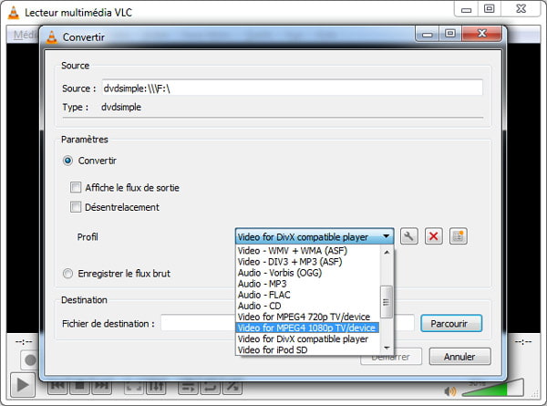 Convertir DVD en DivX par VLC