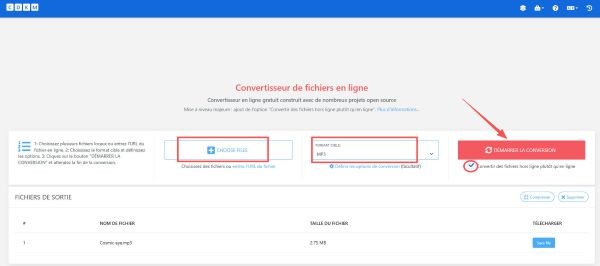 Convertir FLAC en MP3 en ligne avec C D K M