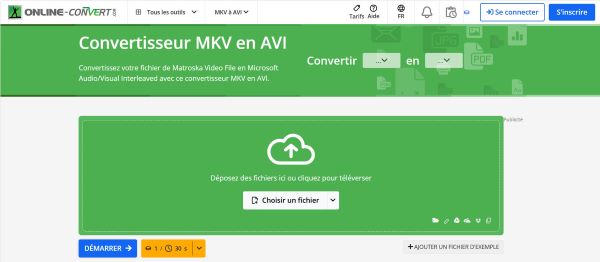 Convertir MKV en AVI avec Online Convert