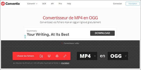 Convertisseur MP4 en OGG en ligne gratuit