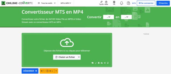 Convertir MTS en MP4 avec Online Convert