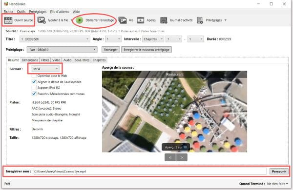 Convertir WebM en MP4 avec Handbrake