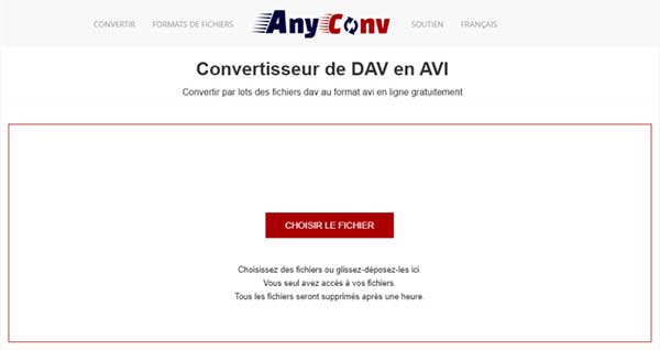 AnyConv Convertisseur de DAV en AVI