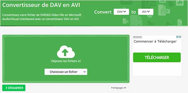 ONLINE-CONVERT Convertisseur de DAV en AVI