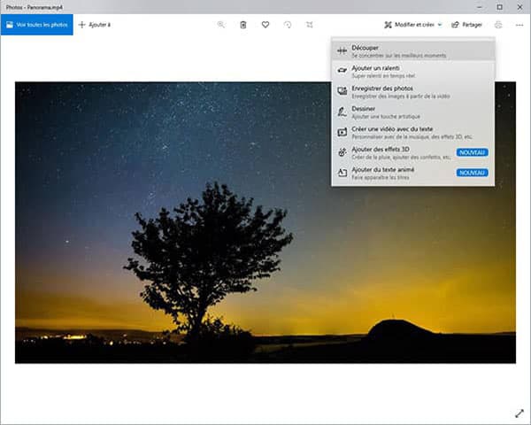 Couper une vidéo FLV avec Photos sur Windows 10