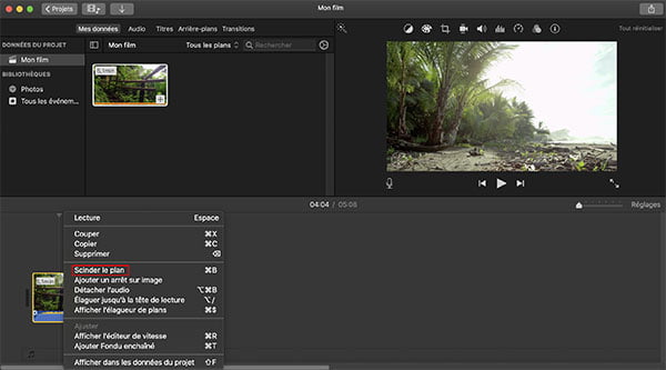 Couper une vidéo avec iMovie sur Mac