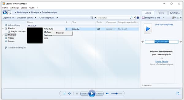 Éditeur tag MP3 - Lecteur Windows Medi