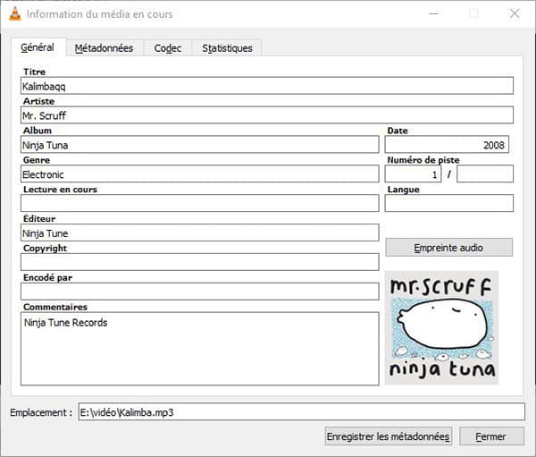 Éditeur tag MP3 - VLC