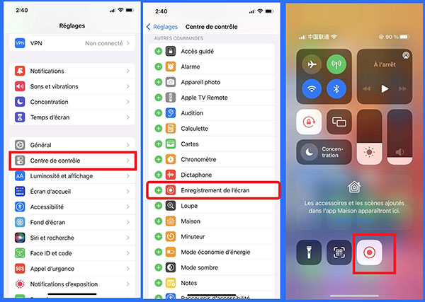 L'outil d'enregistrement d'écran sur iPhone