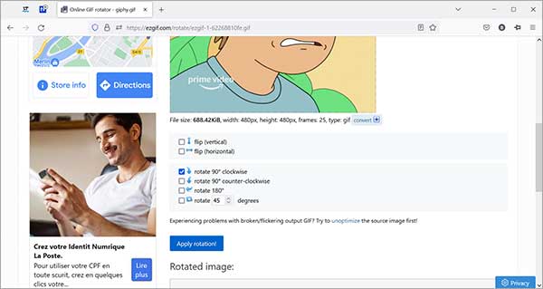 Faire pivoter le GIF en ligne et télécharger