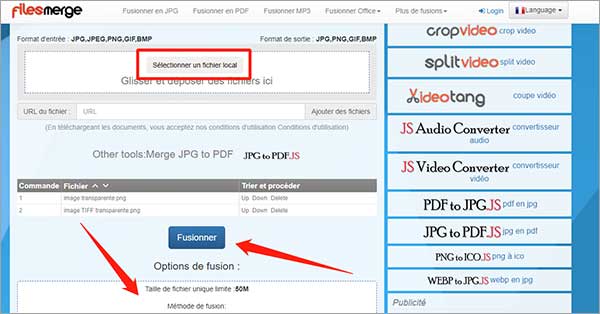 Fusionner des JPG avec Filesmerge