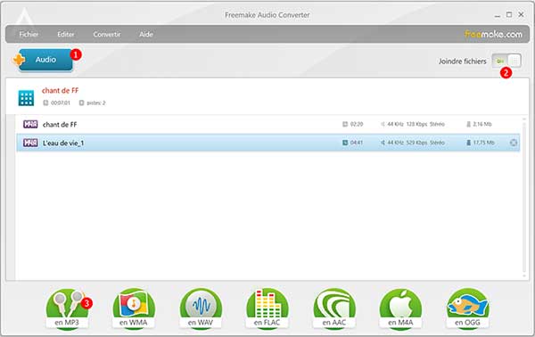 Fusionner des fichiers audio avec Freemake Audio Converter