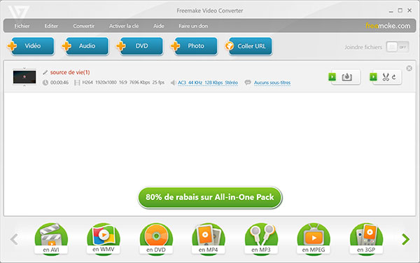 Ajouter des vidéos dans Freemake Video Converter