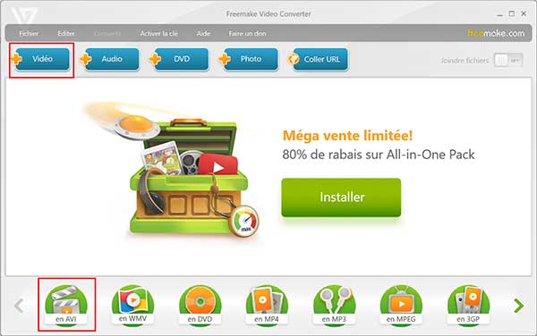 Convertir une vidéo en AVI avec Freemake Video Converter