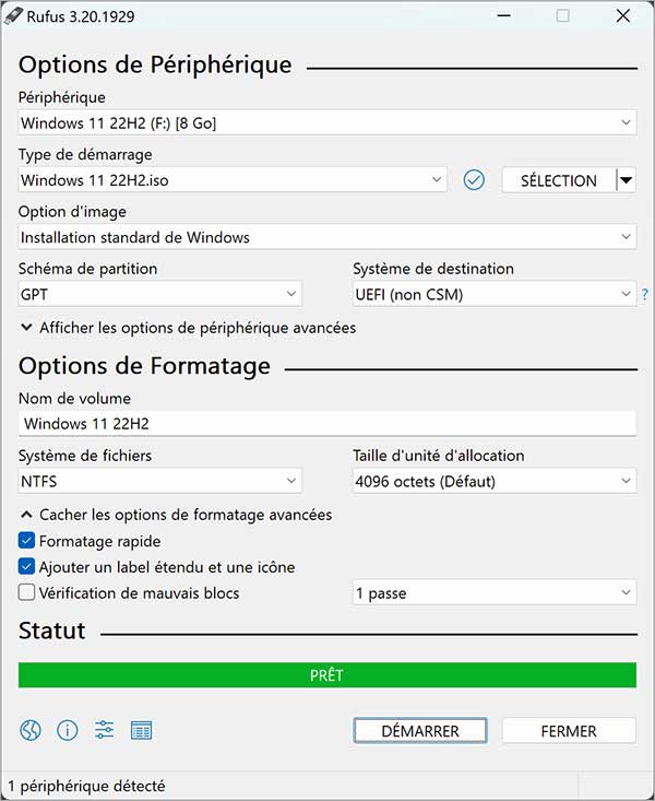 Graver ISO Windows sur une clé USB