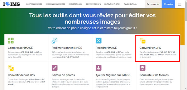 Convertir TIFF en JPG avec le site iLoveIMG