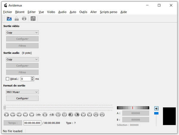 Interface d’ Avidemux