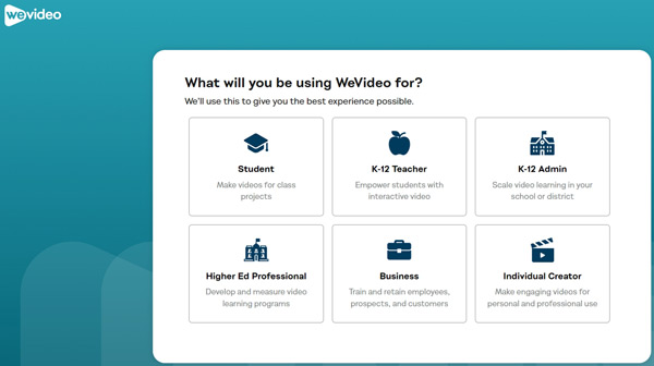 Interface de WeVideo