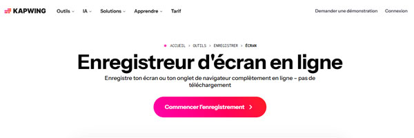 Enregistrer une vidéo en ligne avec Kapwing Online Screen Recorder