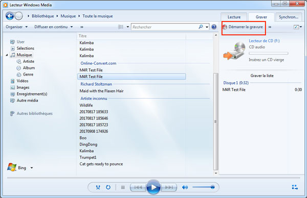 Graver un CD à partir de YouTube avec Windows Media Player