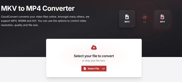 Convertir MKV en MP4 avec CloudConvert