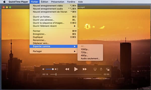 Modifier la résolution pour compresser une vidéo sur Mac avec QuickTime Player