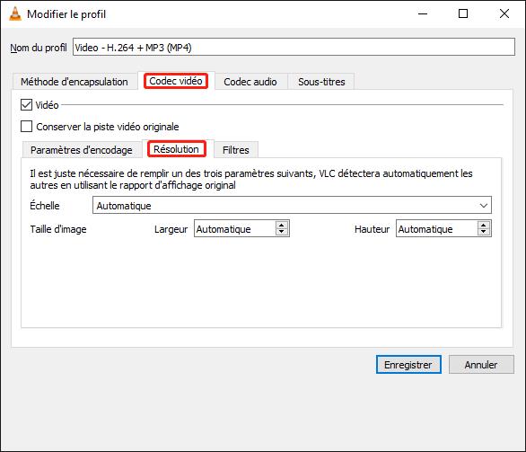 modifier les valeurs davs Résolution sur VLC