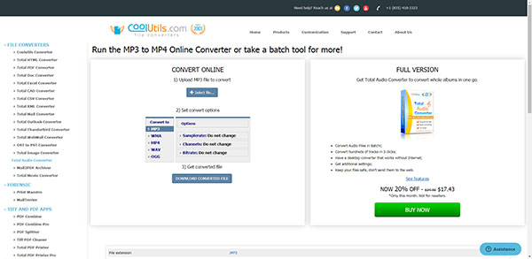 Convertir MP3 en MP4 en ligne gratuit – CoolUtils