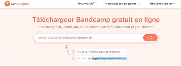 Télécharger de la musique Bandcamp en MP3 avec MP3EasyGo