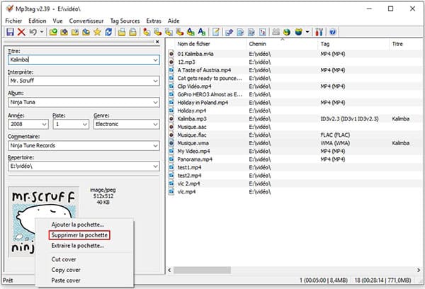 Supprimer une image de MP3 avec Mp3tag